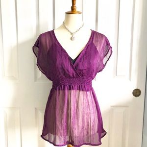 Sheer purple top
